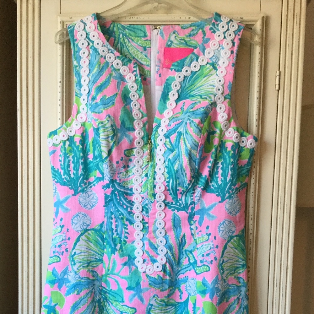 Lilly Pulitzer Madevilla Baby Cotton Shift Dress w Embroidery Size 2 NWT